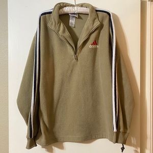 Adidas retro fleece half-zip sweatshirt tan neutral striped jacket pullover